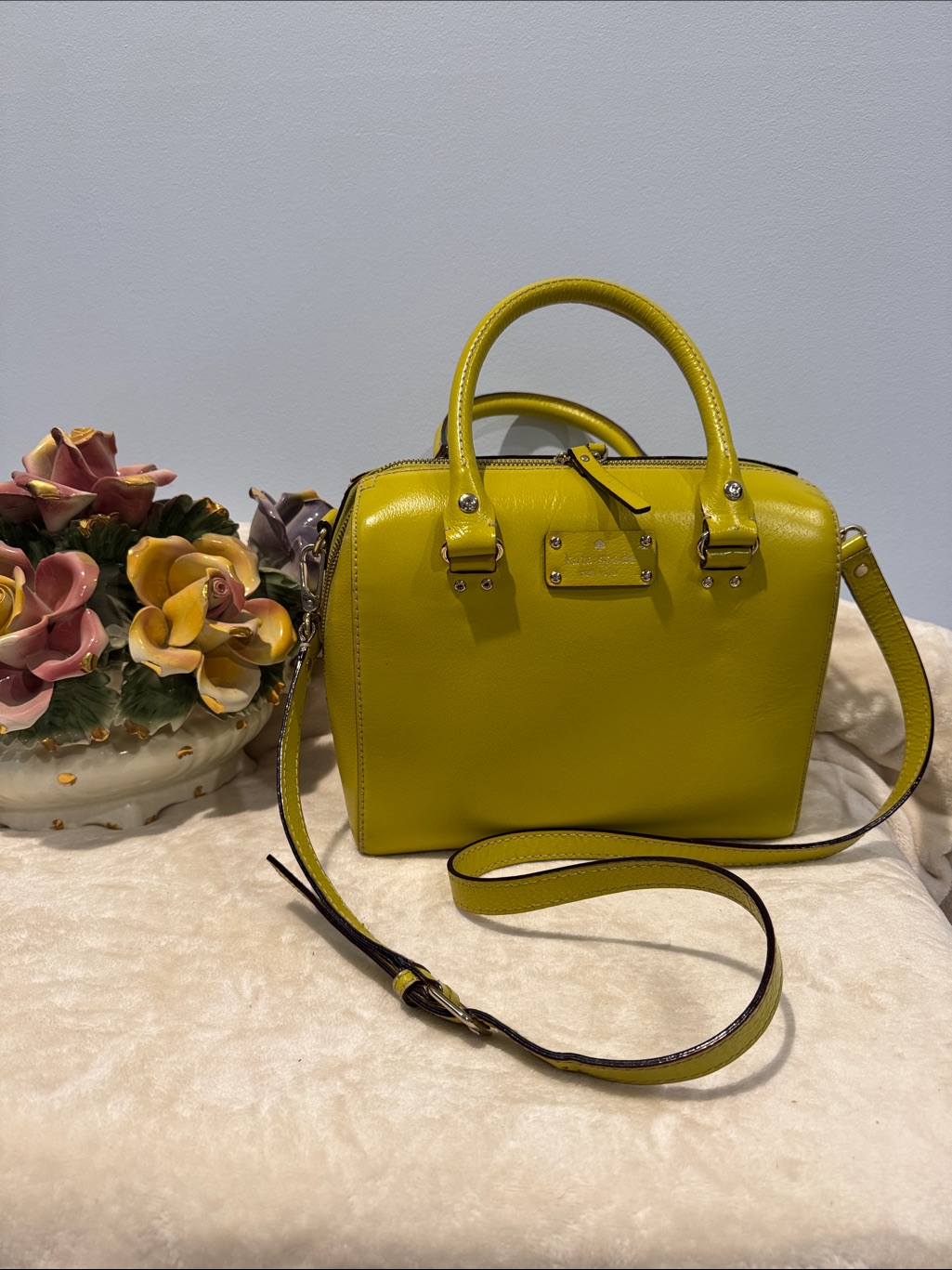 Kate Spade Alessa Wellesley Green Leather Satchel & Convertible Crossbody Strap